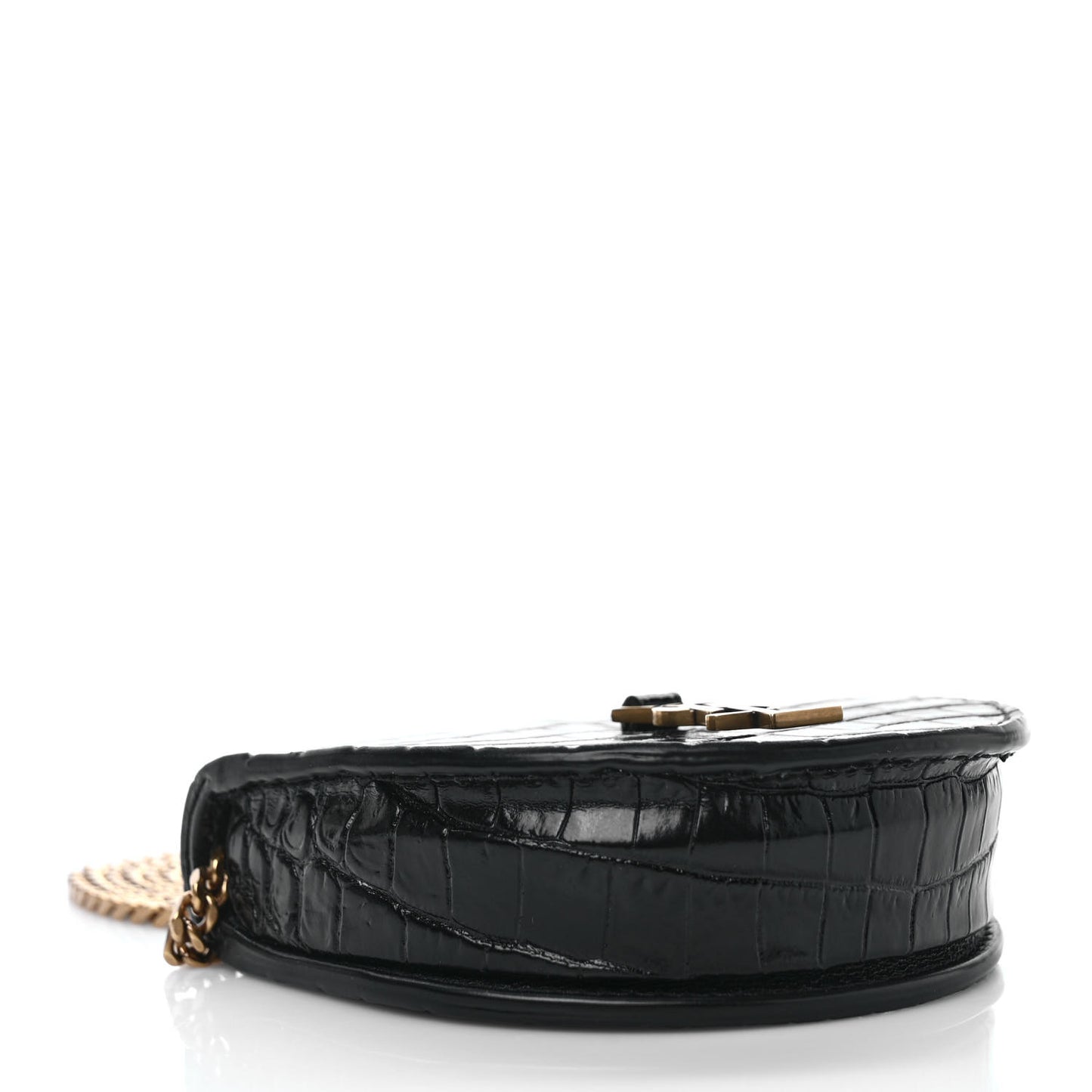 Patent Crocodile Embossed Monogram Baby Kaia Crossbody Bag Black