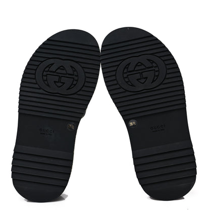 Gucci Jacquard Black Denim GG Monogram Angelina Platform 55mm Slide Sandals 35.5 Black Ivory 5 of 9