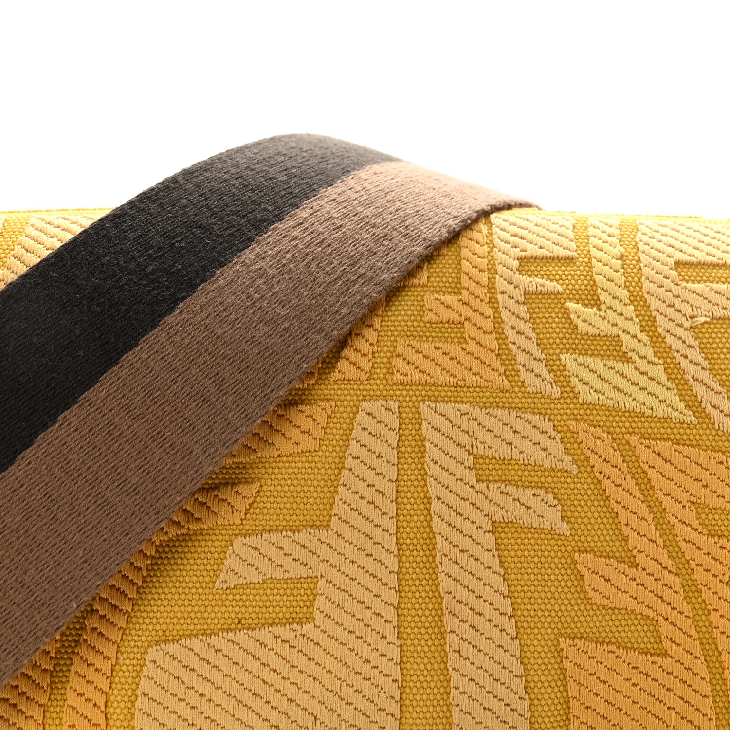 Fendi X SARA COLEMAN Canvas Vitello King Seta FF Fish Eye Embroidered Baguette Mostarda White Ice 7 of 9