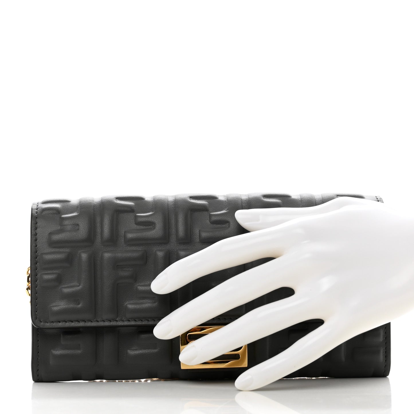 Nappa FF Embossed Continental Wallet On Chain Anthracite