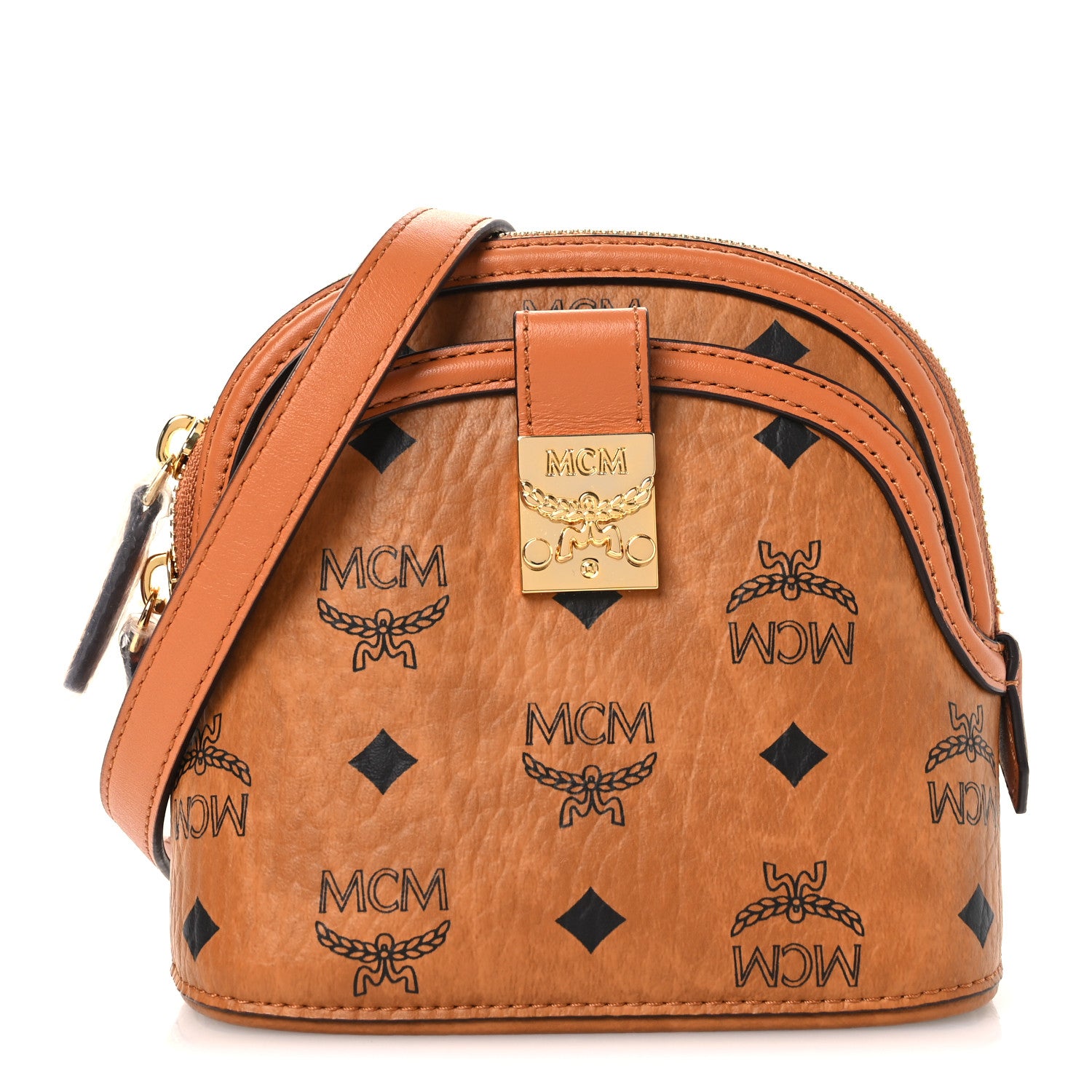 MCM Visetos Mini Anna Crossbody Bag Cognac 1 of 12