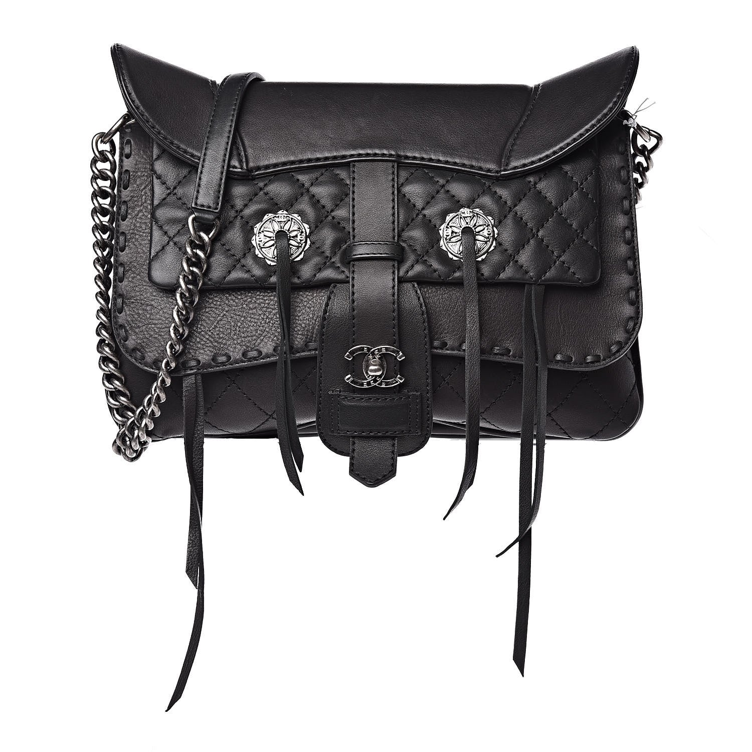 Chanel Calfskin Quilted Large Ride My Bag Messenger Black 1 of 13