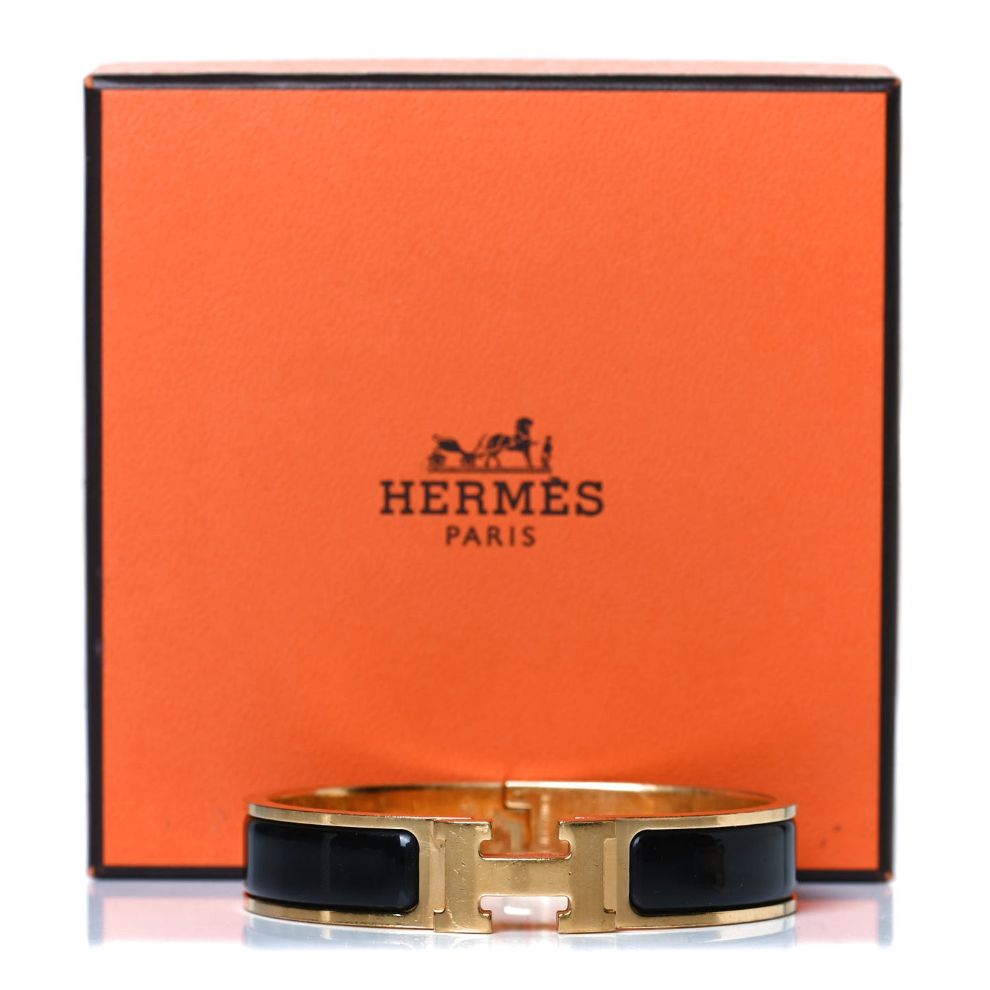 Enamel Narrow Clic Clac H Bracelet GM Black