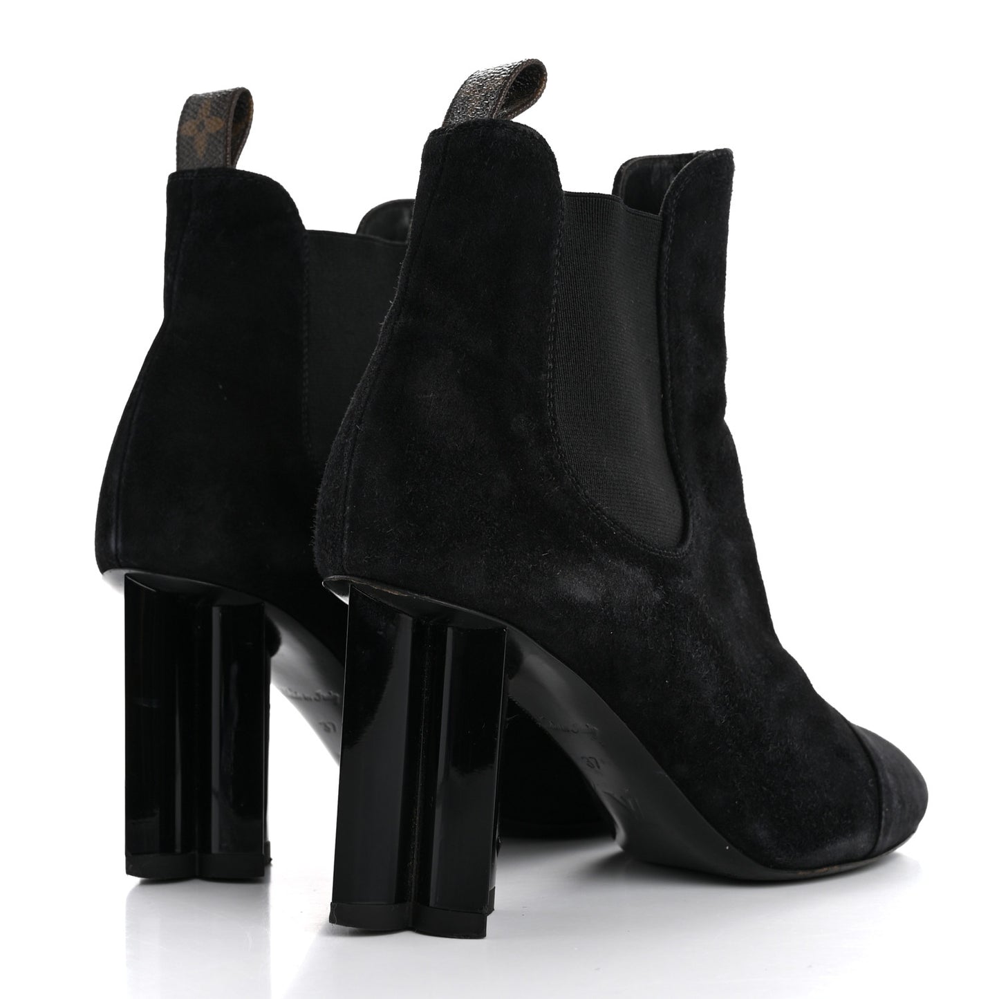 Suede Monogram Uniformes Cap Toe Chelsea 80mm Ankle Boots 37 Black