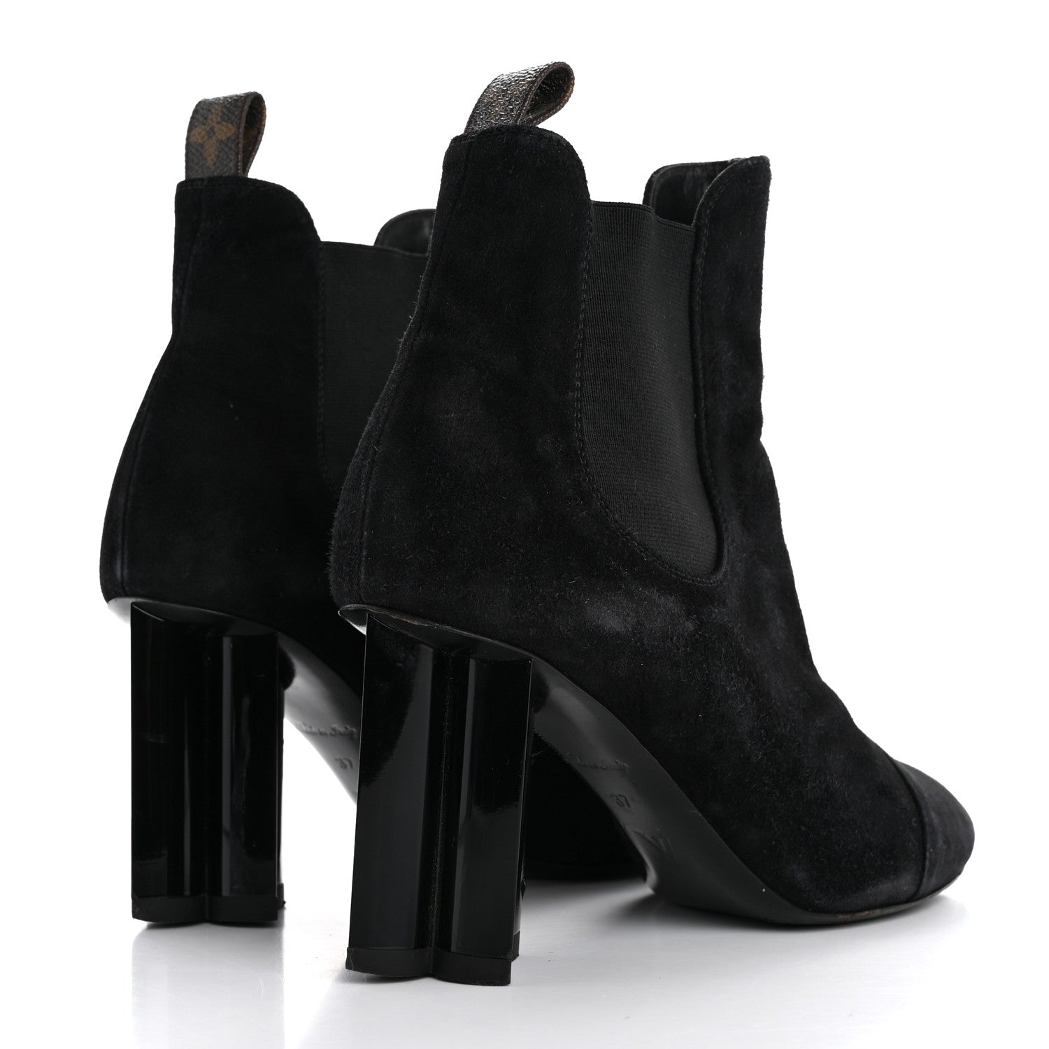 Louis Vuitton Suede Monogram Uniformes Cap Toe Chelsea 80mm Ankle Boots 37 Black 5 of 9