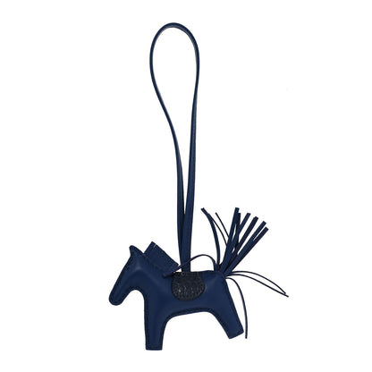 Hermes Milo Lambskin Matte Alligator Touch Grigri Rodeo Horse Bag Charm PM Bleu Saphir Marine 1 of 3