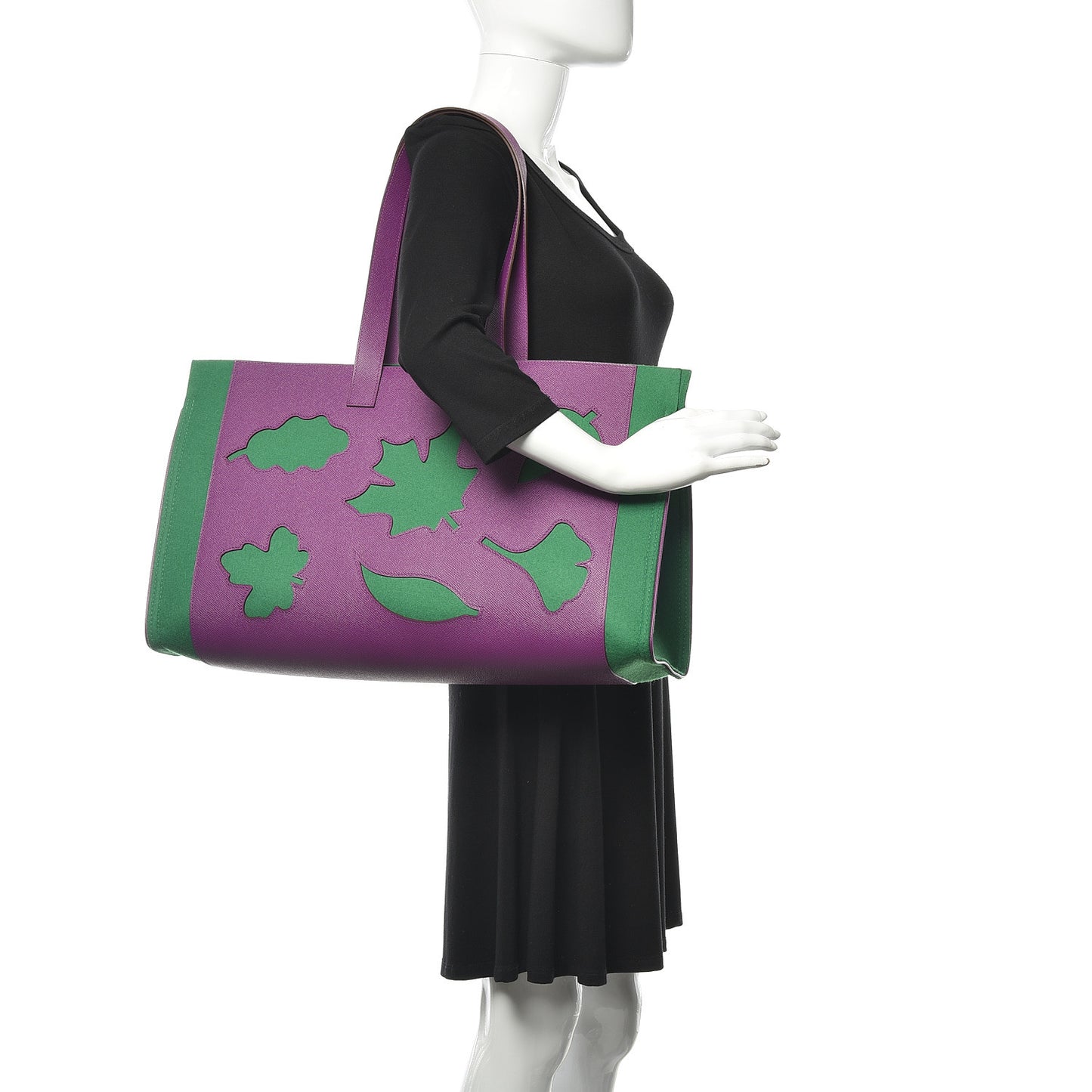 Epsom Felt Leaf Bag Purple Green