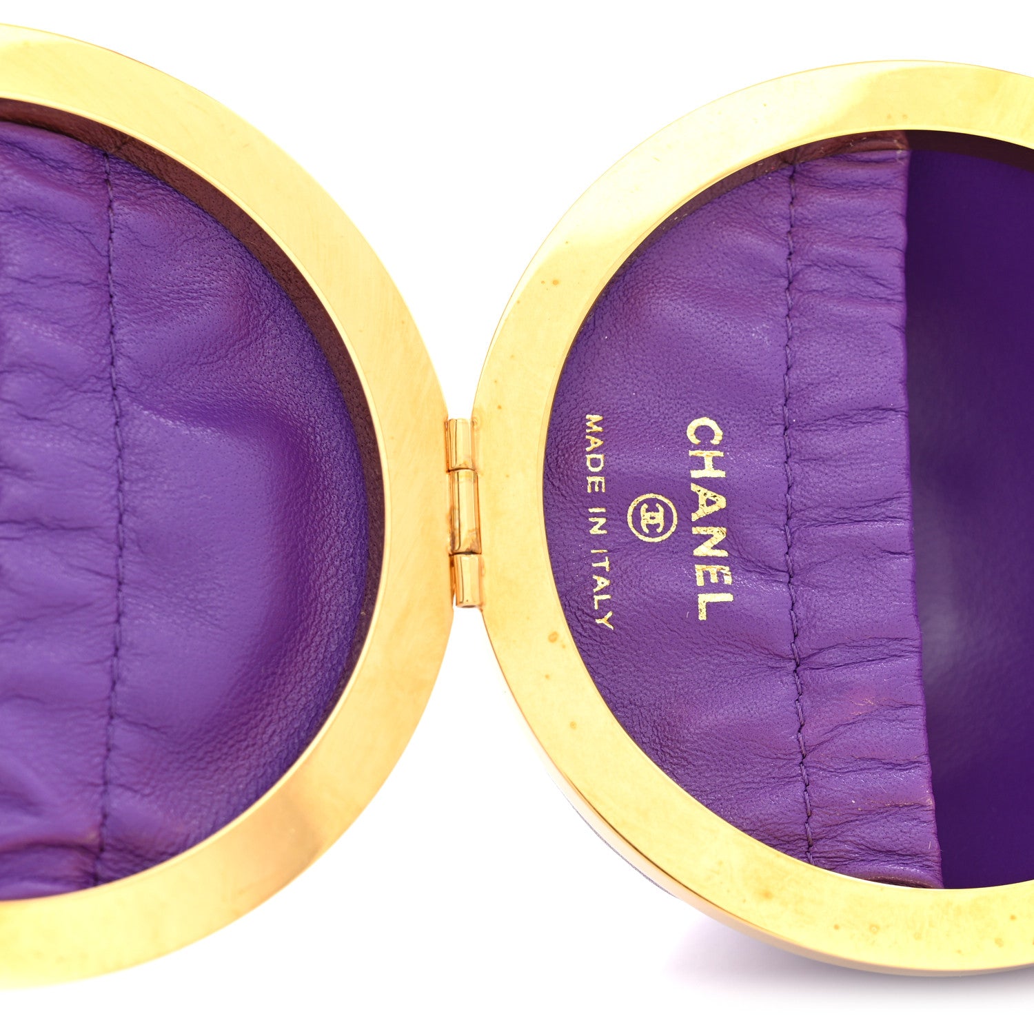 Chanel Lambskin CC Minaudiere Sphere Chain Clutch Purple 6 of 11