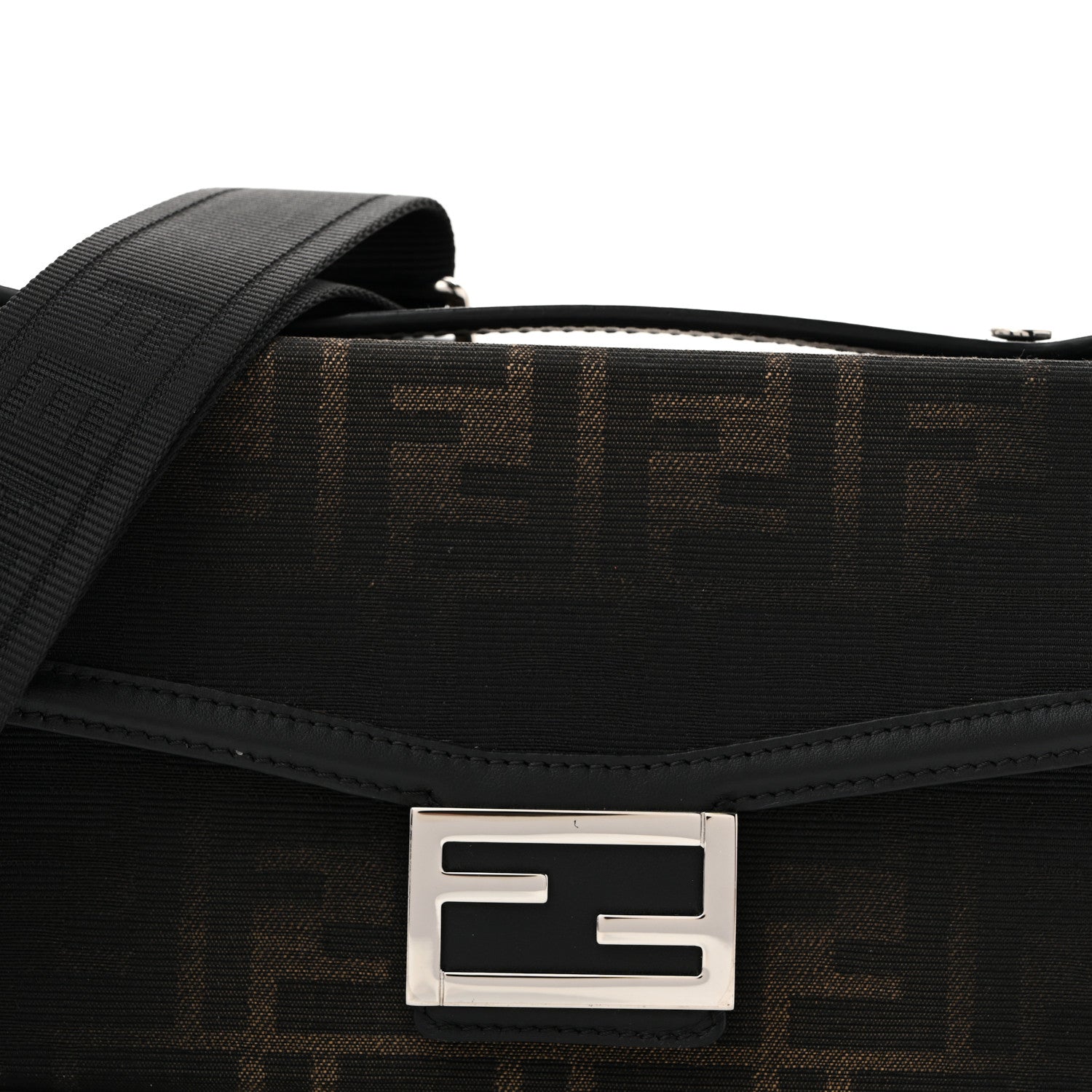 Fendi Recycled Fabric Jacquard Vitello King FF 1974 Baguette Soft Trunk Phone Pouch Brown 8 of 14