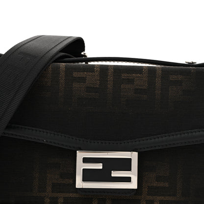 Fendi Recycled Fabric Jacquard Vitello King FF 1974 Baguette Soft Trunk Phone Pouch Brown 8 of 14