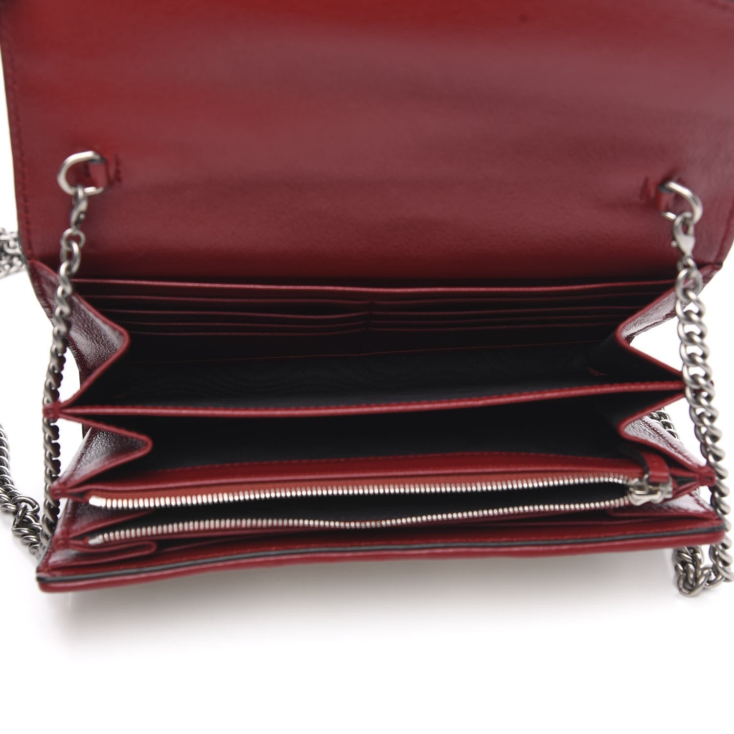 Gucci Tweed GG Monogram Mini Dionysus Chain Wallet White Black Romantic Cherry 5 of 10