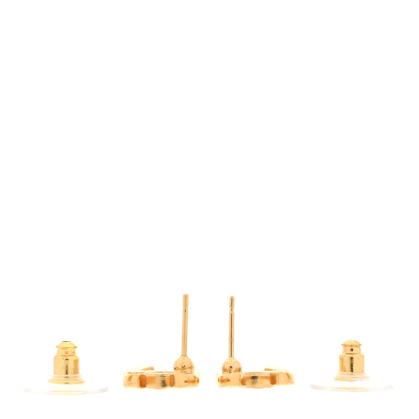 Metal Textured CC Earrings Gold