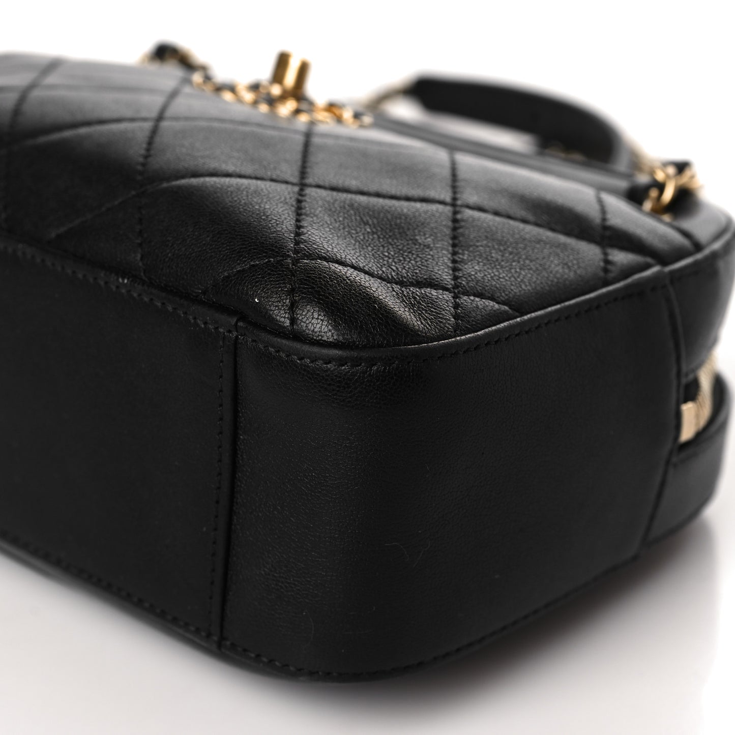 Goatskin Quilted Chanel 19 Camera Case Black