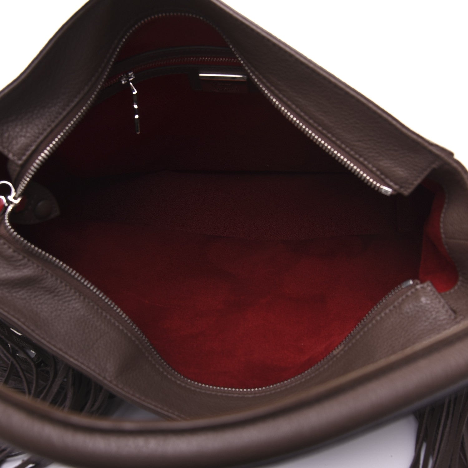 Christian Louboutin Empire Calf Spikes Fringe Eloise Hobo Grey 5 of 22