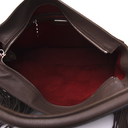 Christian Louboutin Empire Calf Spikes Fringe Eloise Hobo Grey 5 of 22