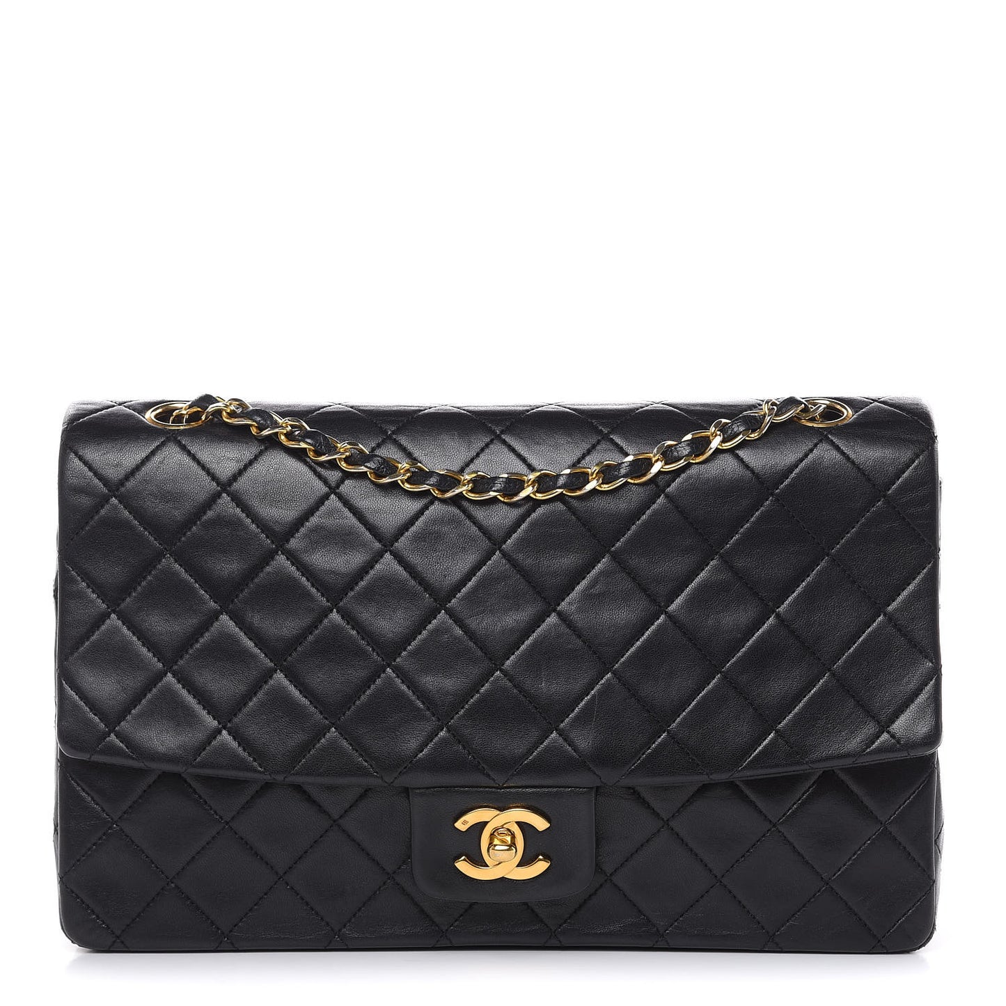 Lambskin Quilted Medium Single Flap Black
