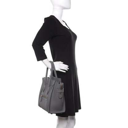 Celine Baby Drummed Calfskin Micro Luggage Kohl 2 of 9