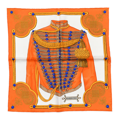 Hermes Silk Brandebourgs Pocket Square Orange Blanc Bleu 1 of 5