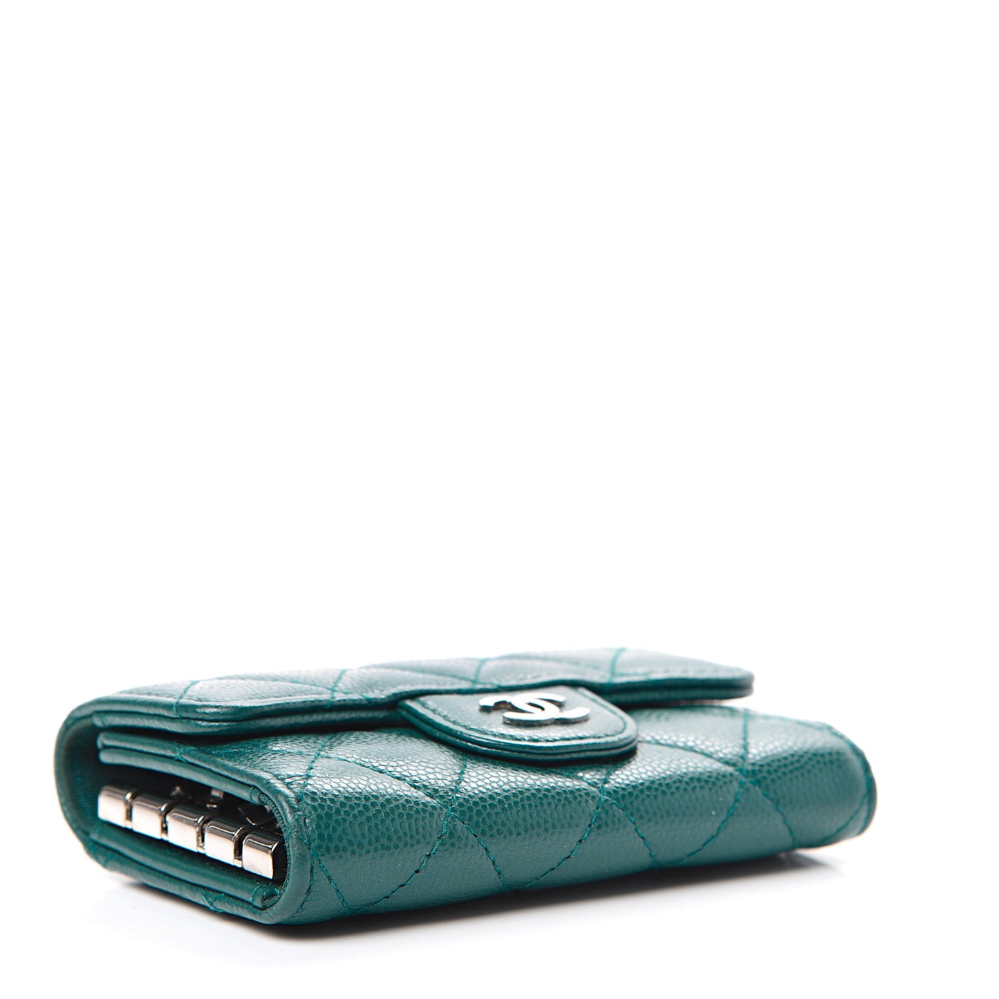 Metallic Caviar Quilted 6 Key Holder Green