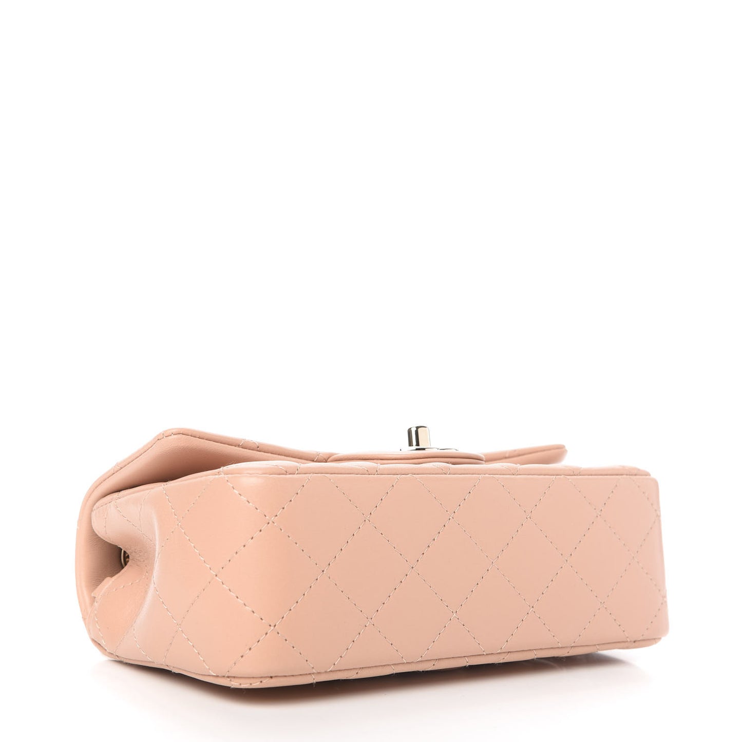 Lambskin Quilted Mini Rectangular Flap Beige