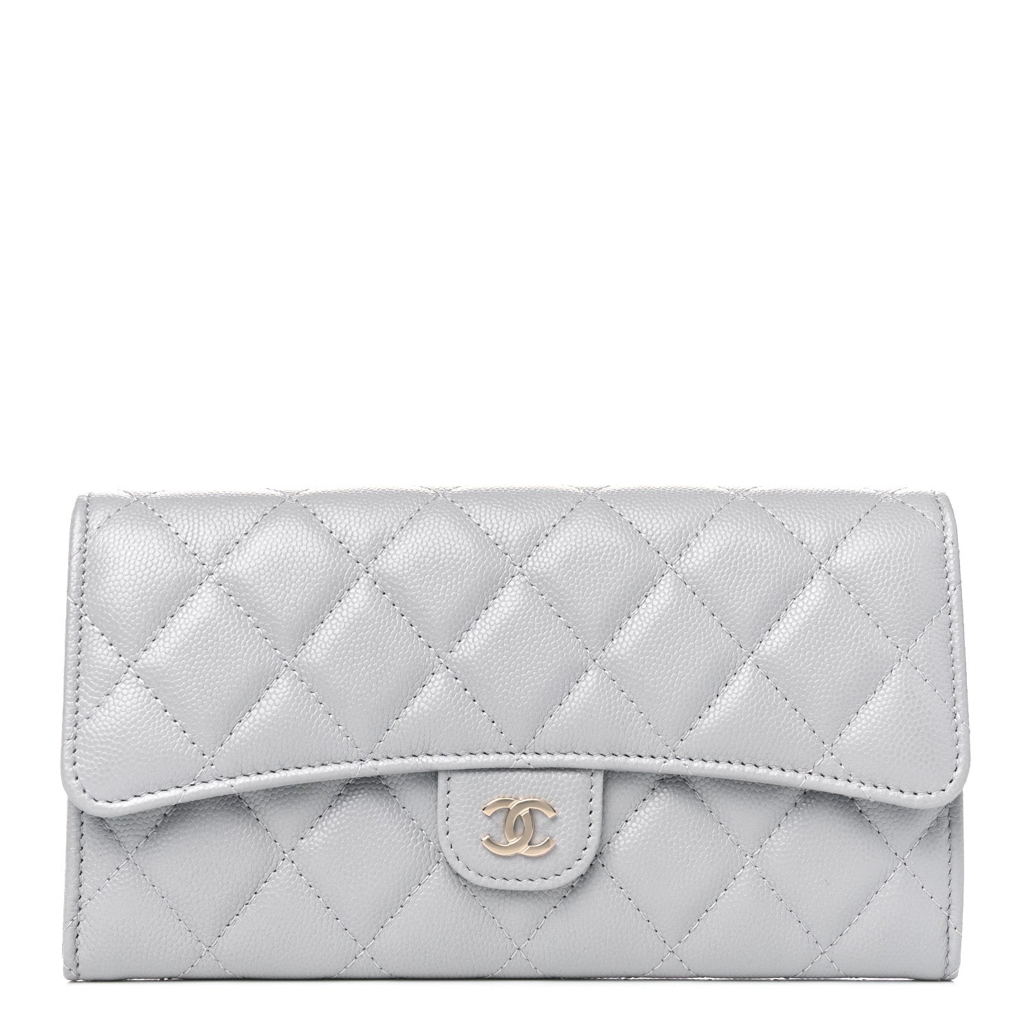 Chanel Caviar Quilted Large Flap Wallet Grey 1 of 5