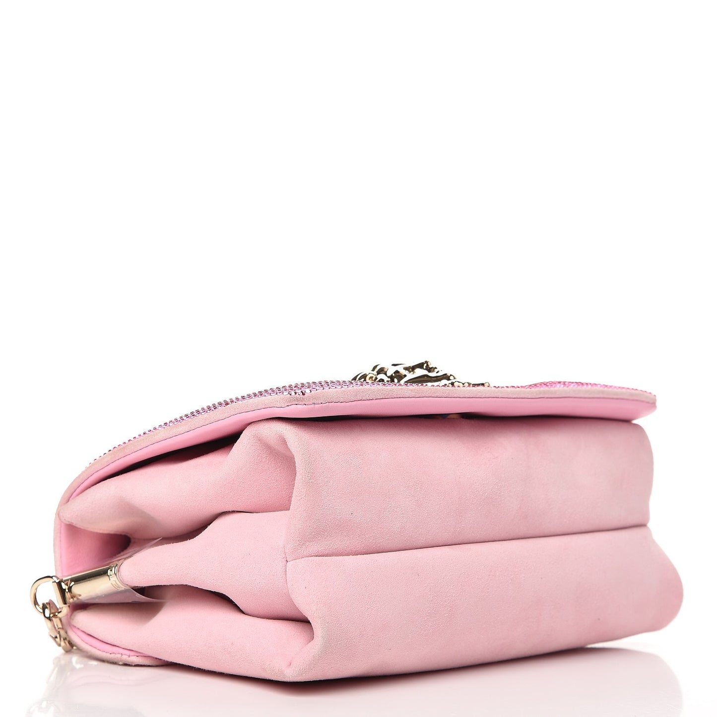 Suede Crystal Palazzo Sultan Evening Bag Pink