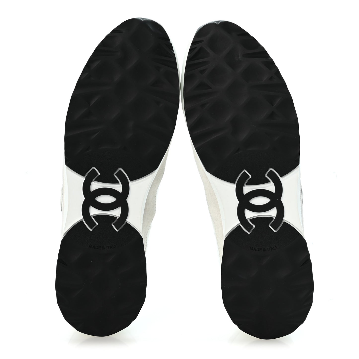 Suede Calfskin Quilted CC Sneakers 39 White Black