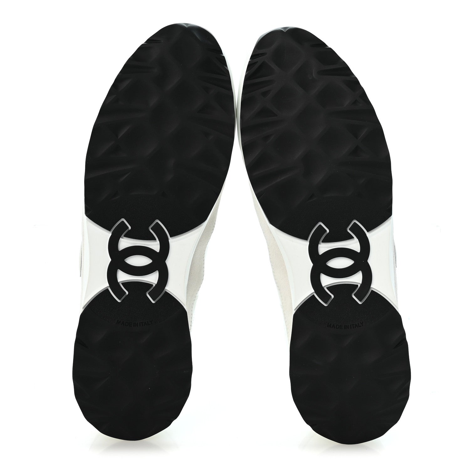 Chanel Suede Calfskin Quilted CC Sneakers 39 White Black 6 of 10