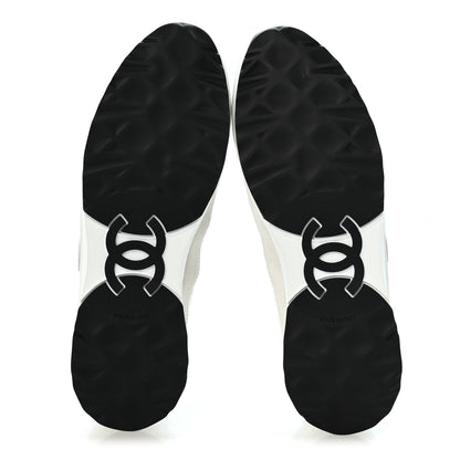 Chanel Suede Calfskin Quilted CC Sneakers 39 White Black 6 of 10