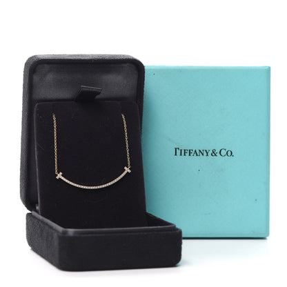 Tiffany 18K Yellow Gold Diamond Small T Smile Pendant Necklace 6 of 6