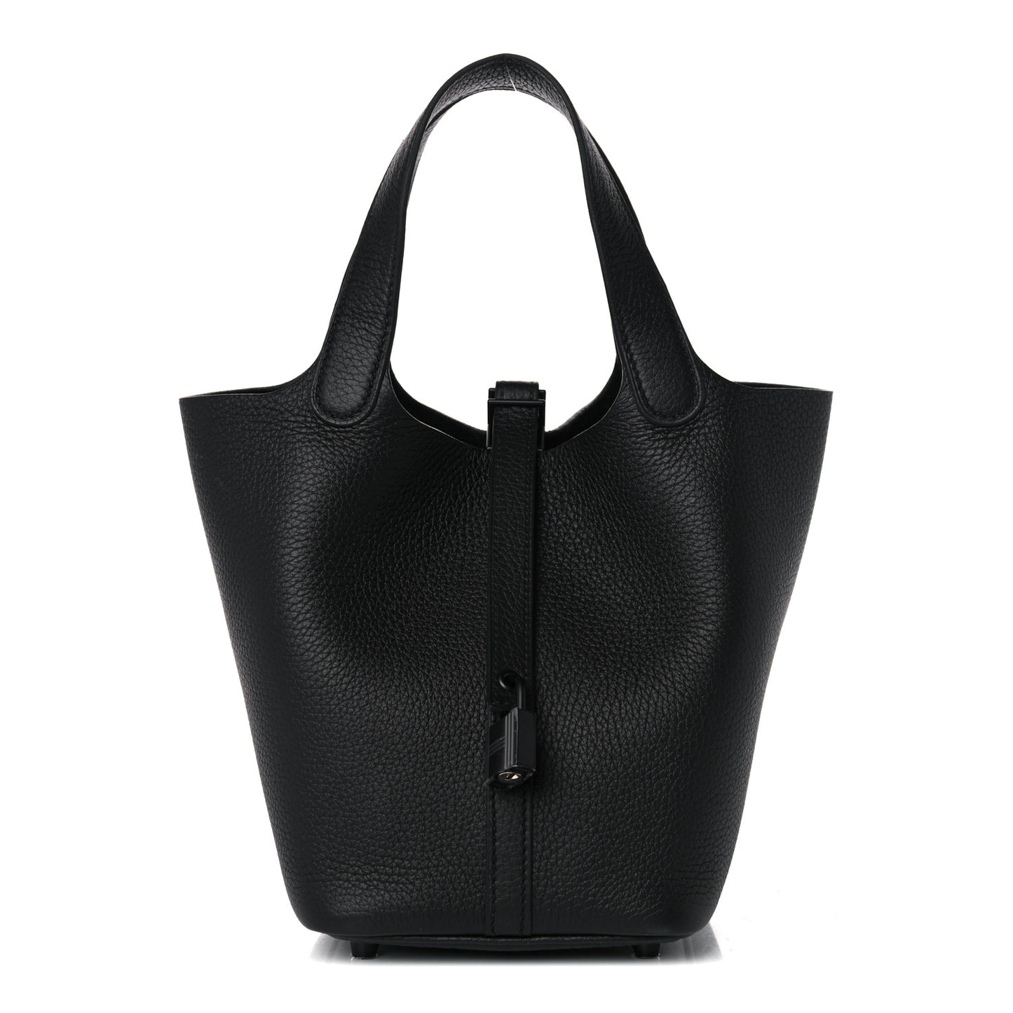 Taurillon Clemence Monochrome Picotin Lock 18 PM Black