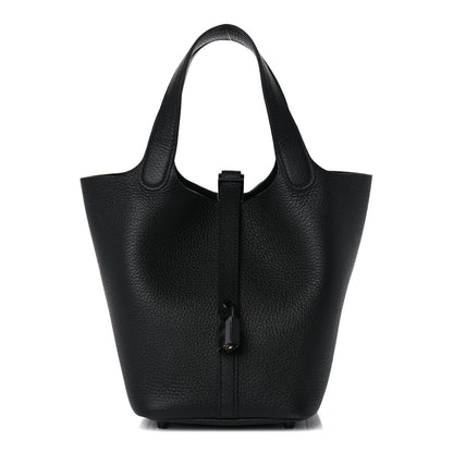Hermes Taurillon Clemence Monochrome Picotin Lock 18 PM Black 1 of 9