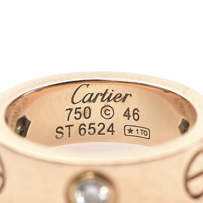 Cartier 18K Pink Gold 3 Diamond 5.5mm LOVE Ring 46 3.75 4 of 4