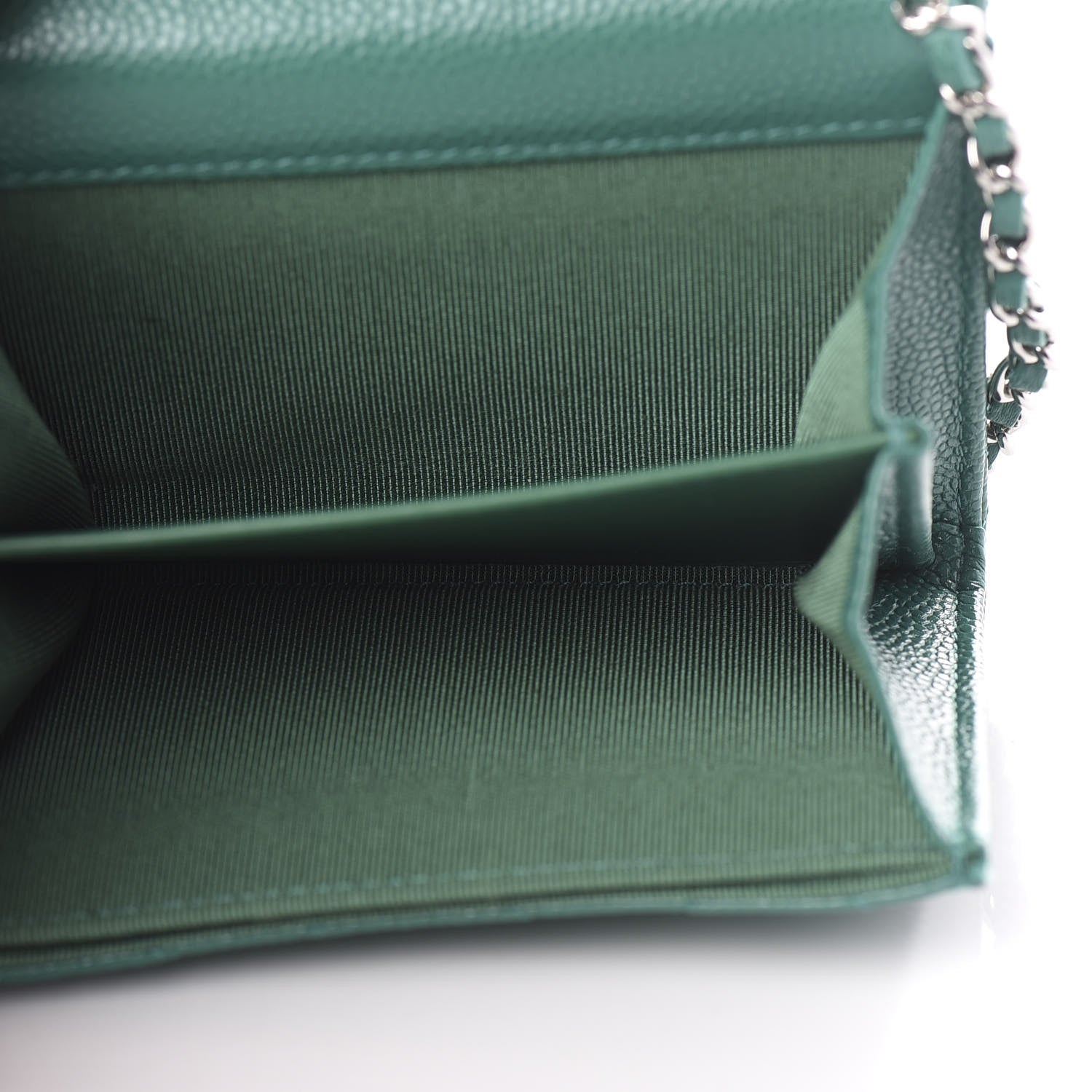 Chanel Caviar Quilted Card Holder On Chain Green 4 of 10