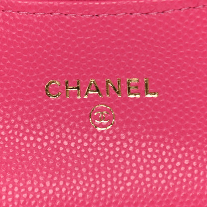 Chanel Caviar Quilted Flap Card Holder Chain Wristlet Rose 6 of 9