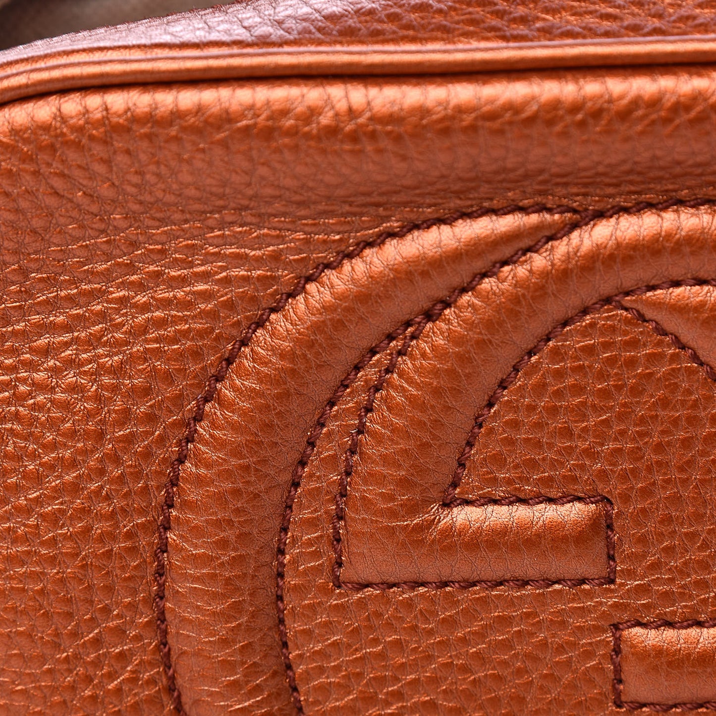 Metallic Pebbled Calfskin Small Soho Disco Bag Burnt Orange