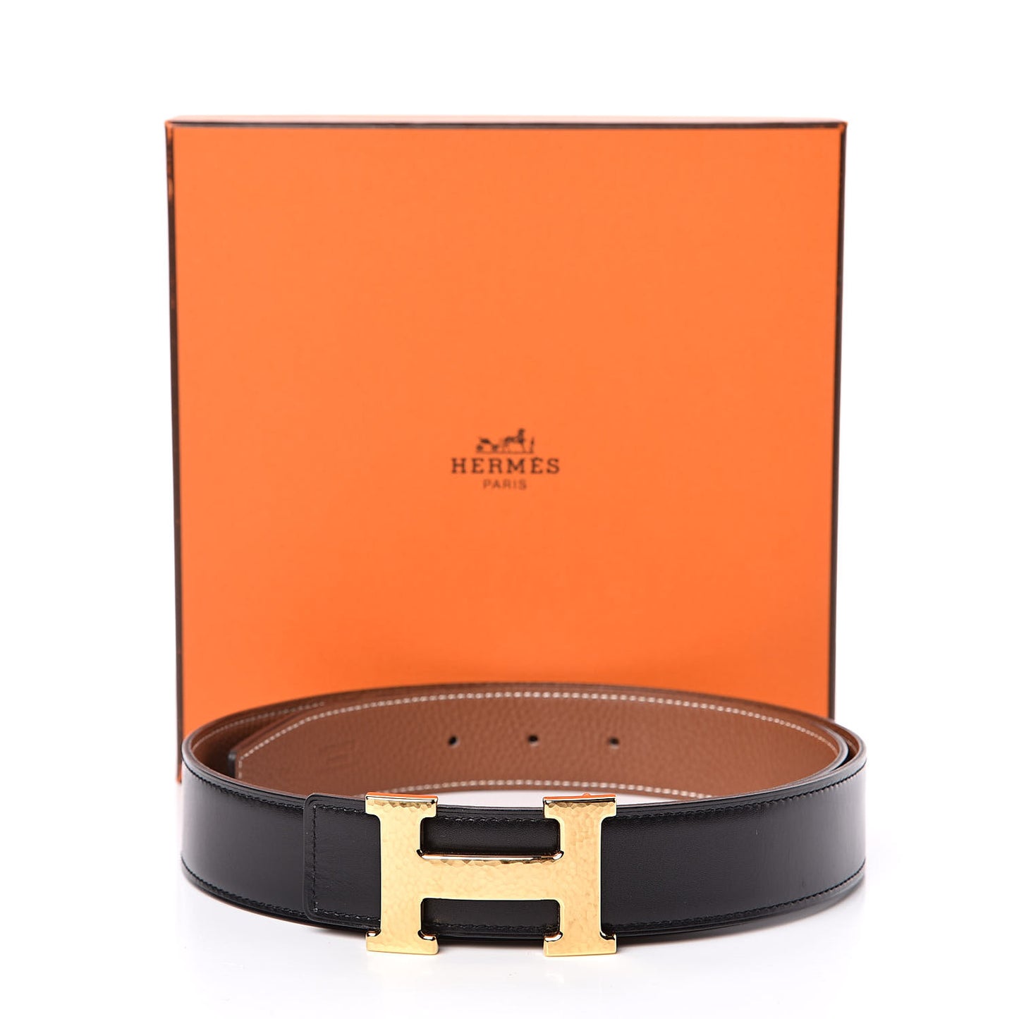 Box Togo Martelee H Belt 32mm Belt 85 Black Gold