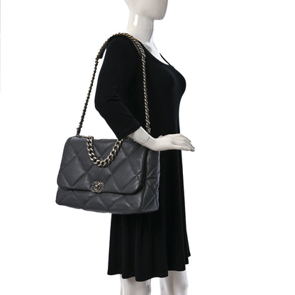 Chanel Lambskin Quilted Maxi Chanel 19 Flap Dark Grey 2 of 9