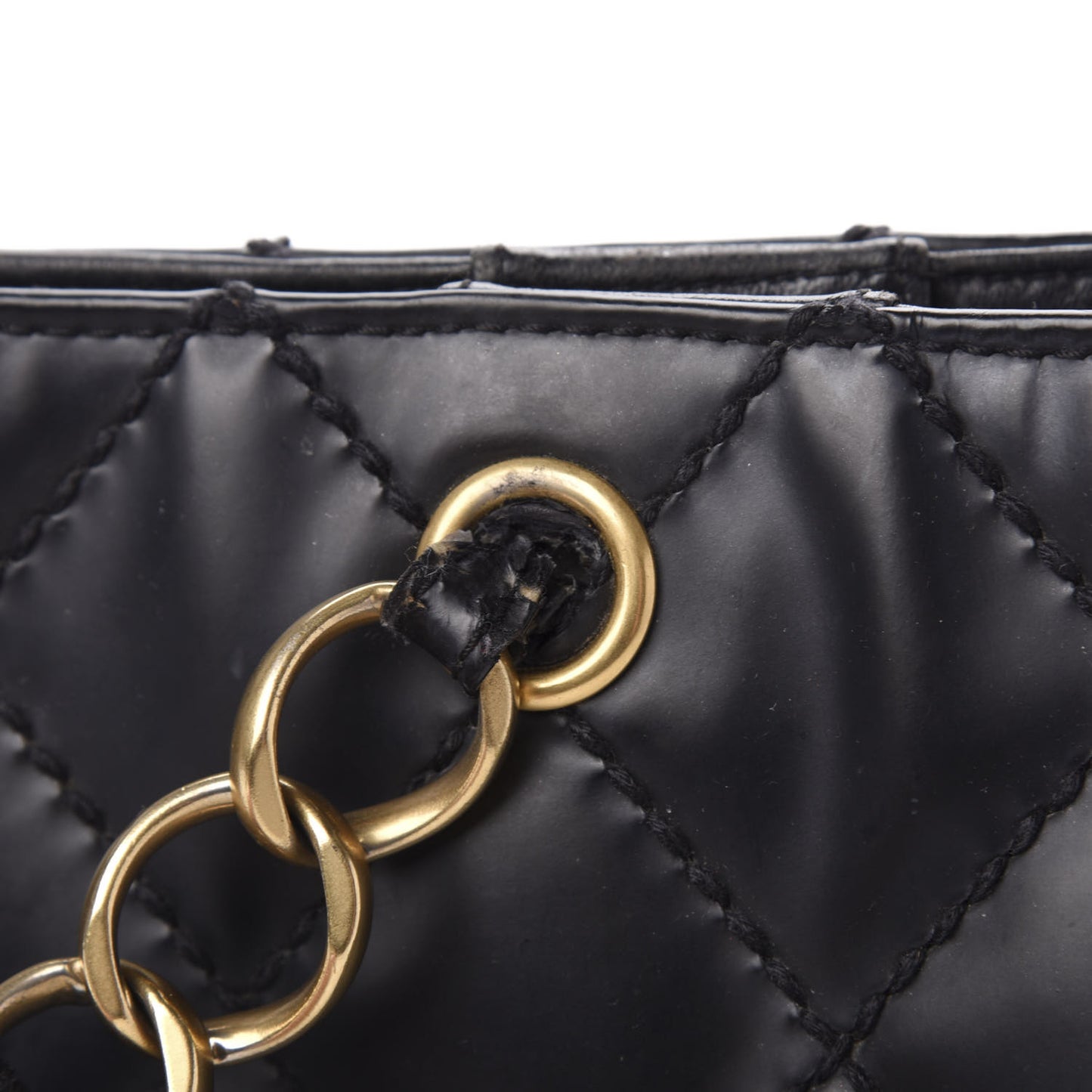 Glazed Calfskin Stitch Tote Black