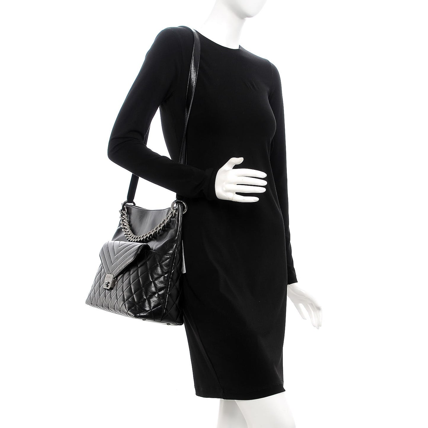 Aged Calfskin Quilted Mad About Quilting Hobo Black