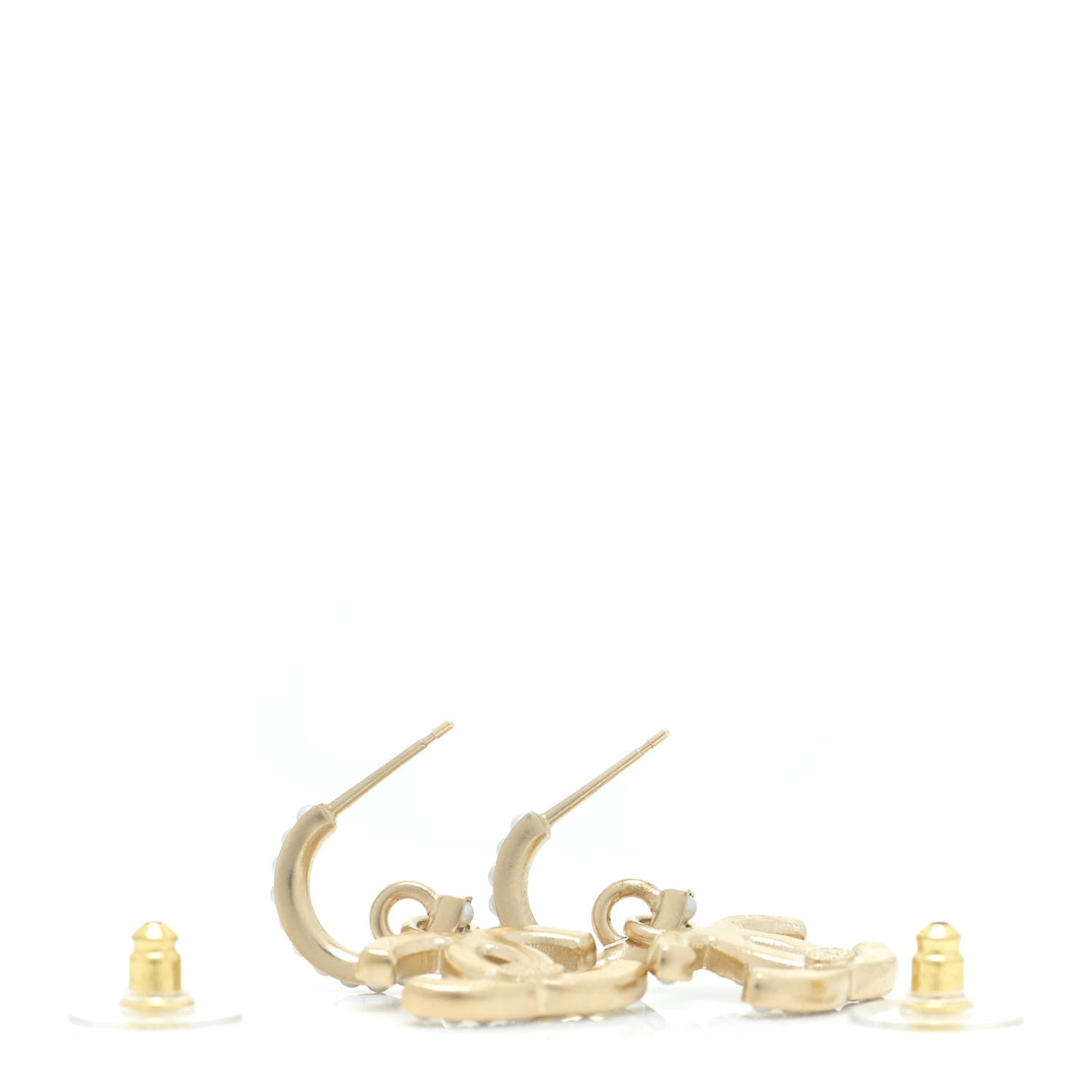 Chanel Pearl CC Hoop Drop Earring Gold 3 of 5