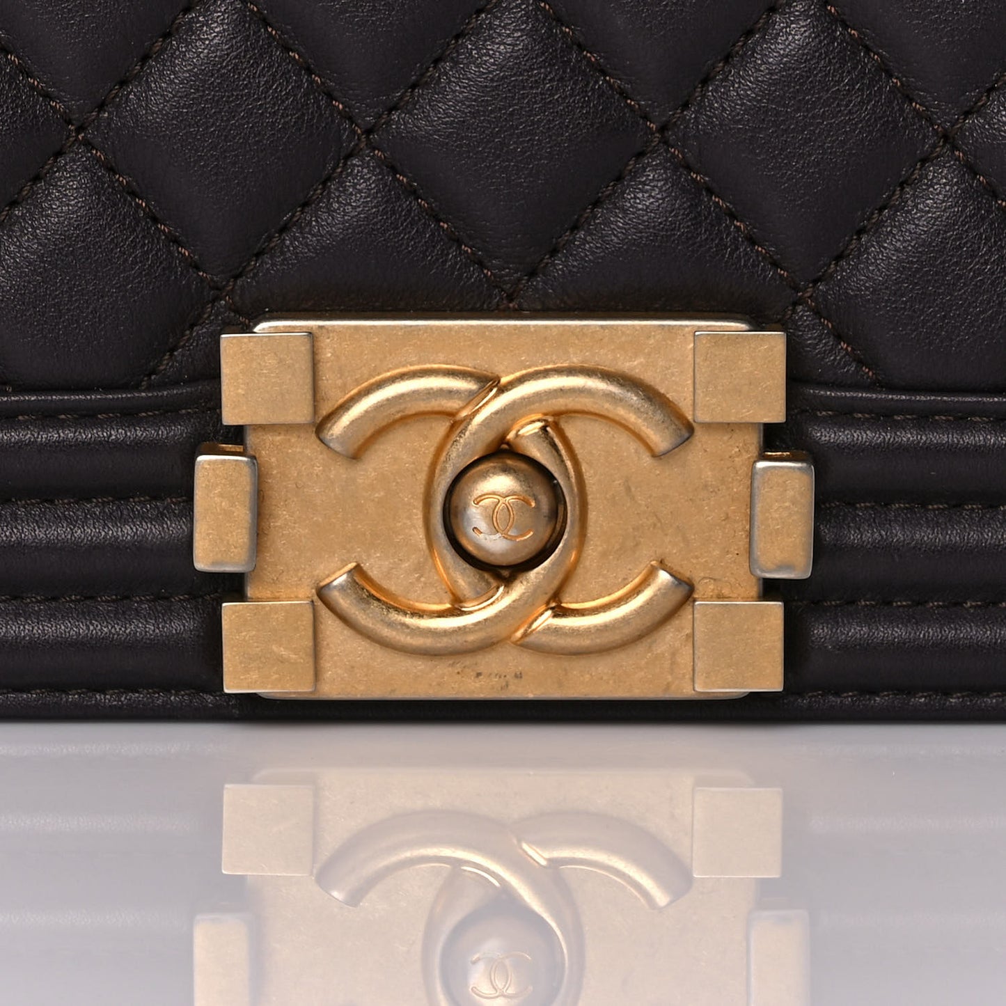 Calfskin Quilted New Medium Boy Flap Dark Brown