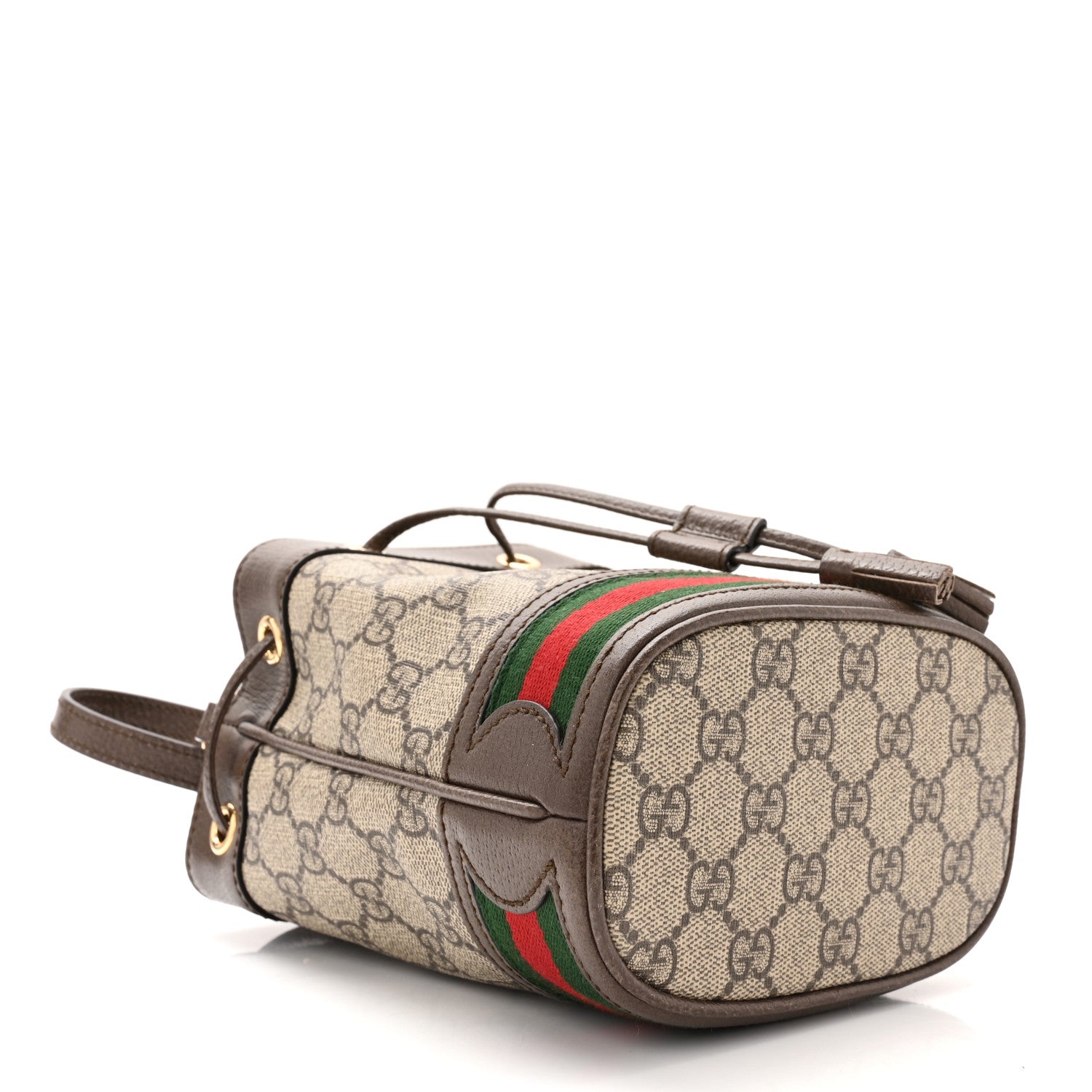 Gucci GG Supreme Monogram Web Mini Ophidia Bucket Bag Brown 4 of 9