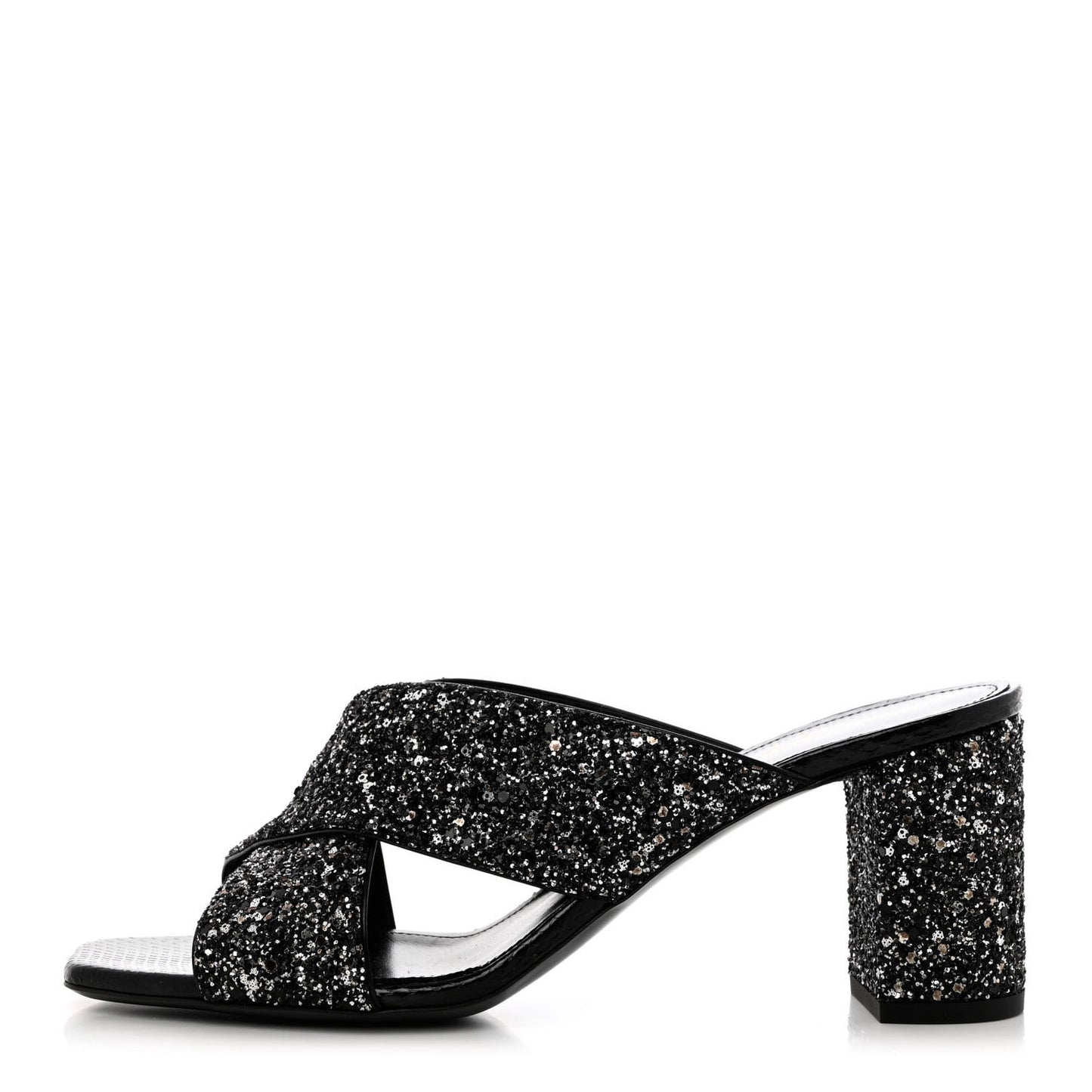 Glitter LouLou 70 Mule Sandals 39 Black Gold