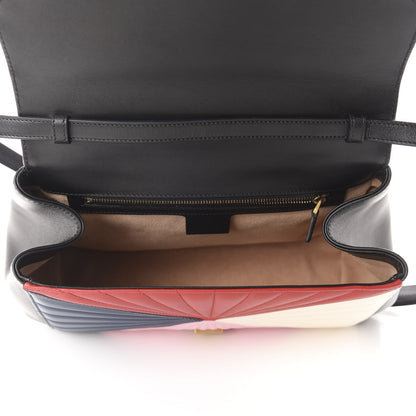 Gucci Calfskin Bamboo Trapuntata Queen Margaret Top Handle Bag Blue Agata Hibiscus Red Mystic White Sugar Pink 5 of 10