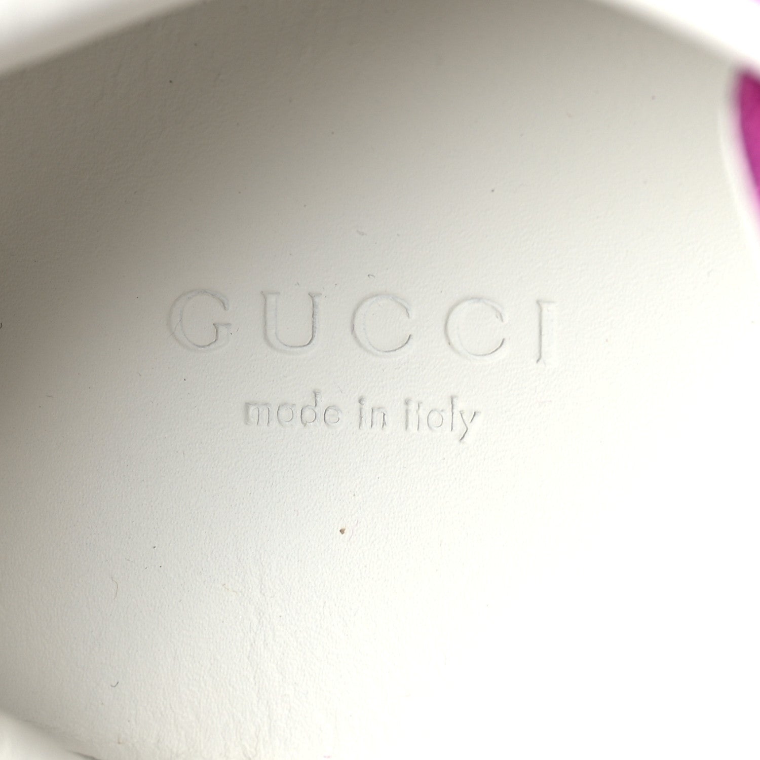 Gucci Laminated Nappa Crystal Web Bee Embroidered Trapuntata Womens Ace Platform Sneakers 37.5 Fuxia 8 of 9