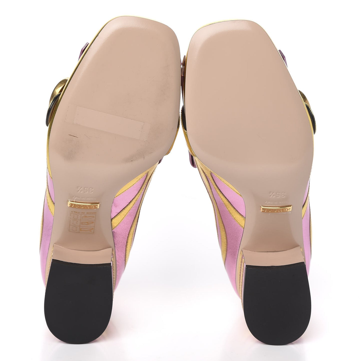Metallic Nappa Inlay GG Marmont Fringe 50mm Loafer Pumps 35.5 Oro Vecchio Rosa