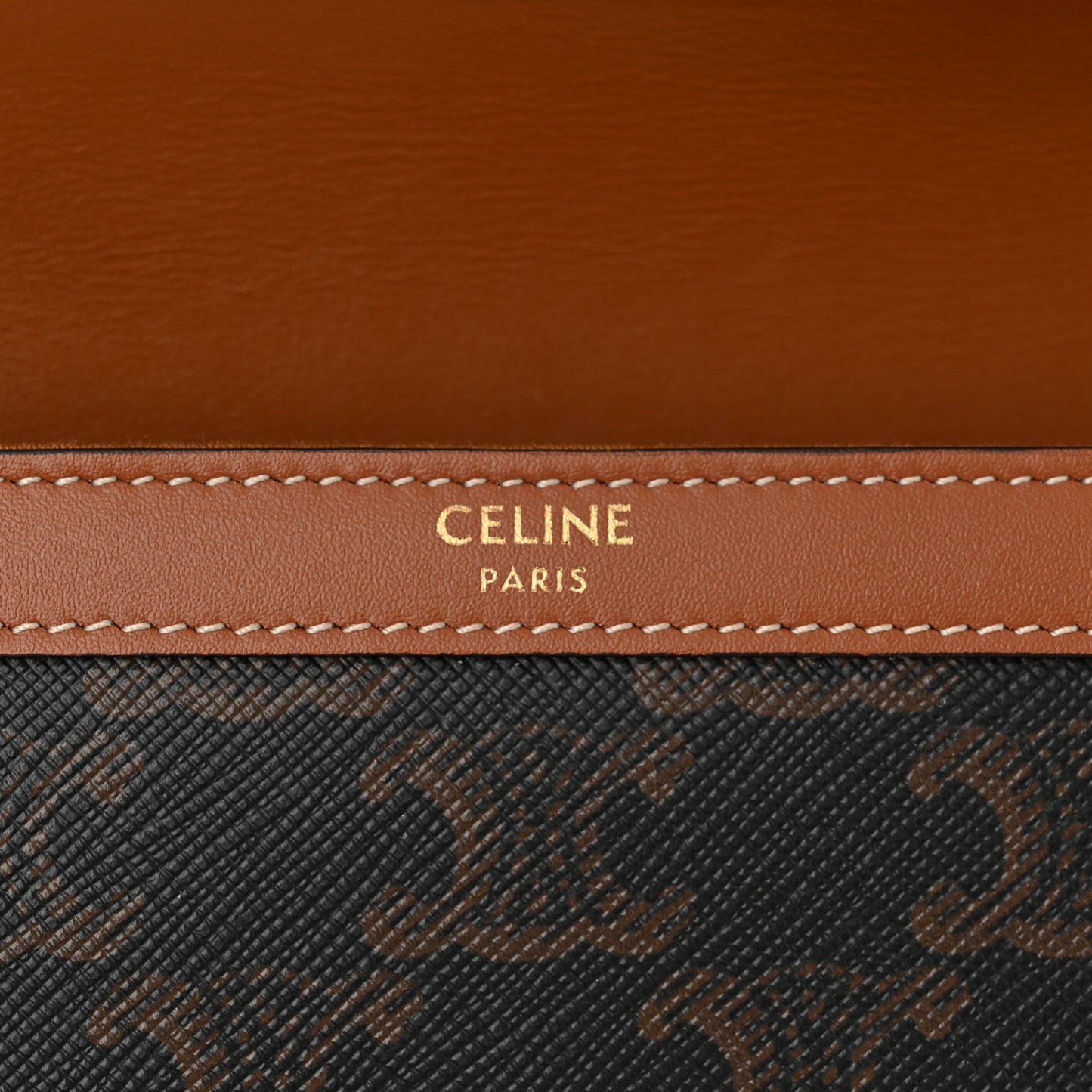 Triomphe Canvas Calfskin Margo Wallet on Chain Tan
