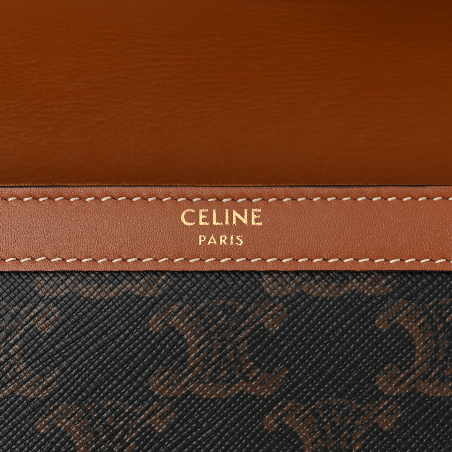 Celine Triomphe Canvas Calfskin Margo Wallet on Chain Tan 6 of 10