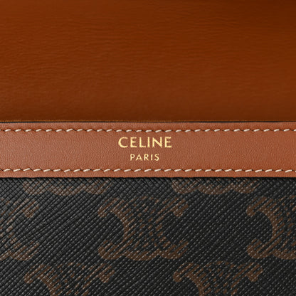 Celine Triomphe Canvas Calfskin Margo Wallet on Chain Tan 6 of 10